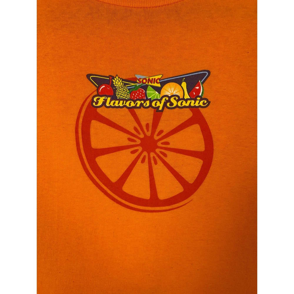 Sonic Drive-In Graphic T Shirt Large Orange Flavors of Sonic Employee Distressed - Picture 2 of 8